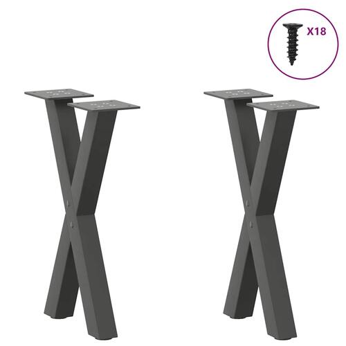 Sofabordben X-formet 2 stk 38x(42-43) cm stål antracitgrå