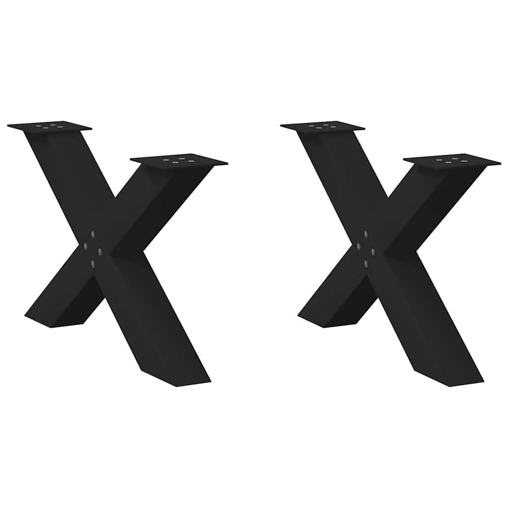 Sofabordben X-formet 2 stk 70x(42-43) cm stål sort
