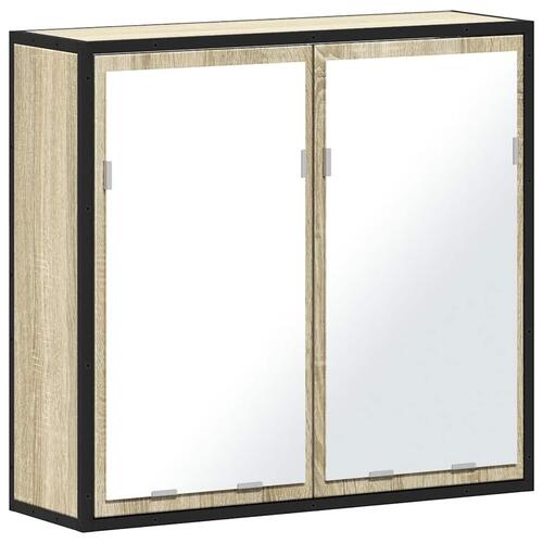 Badeværelsesskab m. spejl 65x20x60 cm konstrueret træ sonoma-eg