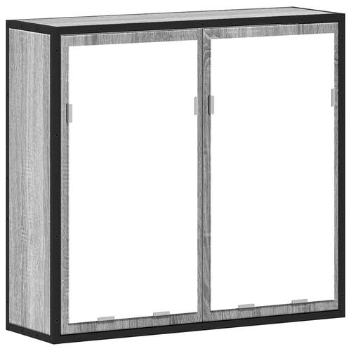 Skab med spejl 65x20x60 cm konstrueret træ grå sonoma-eg