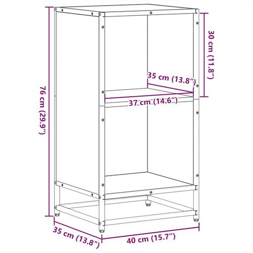 Bogreol 40x35x76 cm konstrueret træ røget egetræ