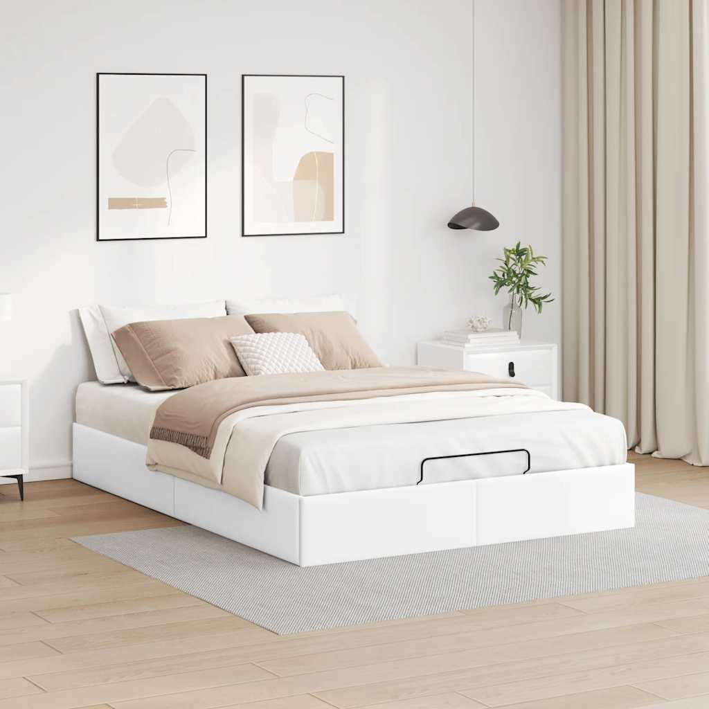 Osmannisk sengeramme uden madras 140x200 cm kunstlæder hvid billede