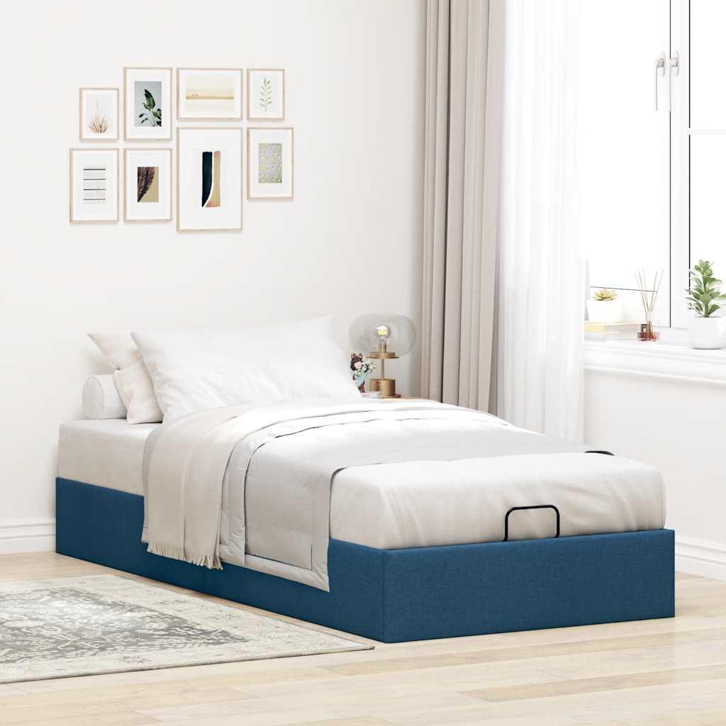 Osmannisk sengeramme uden madras 90x200 cm stof blå billede
