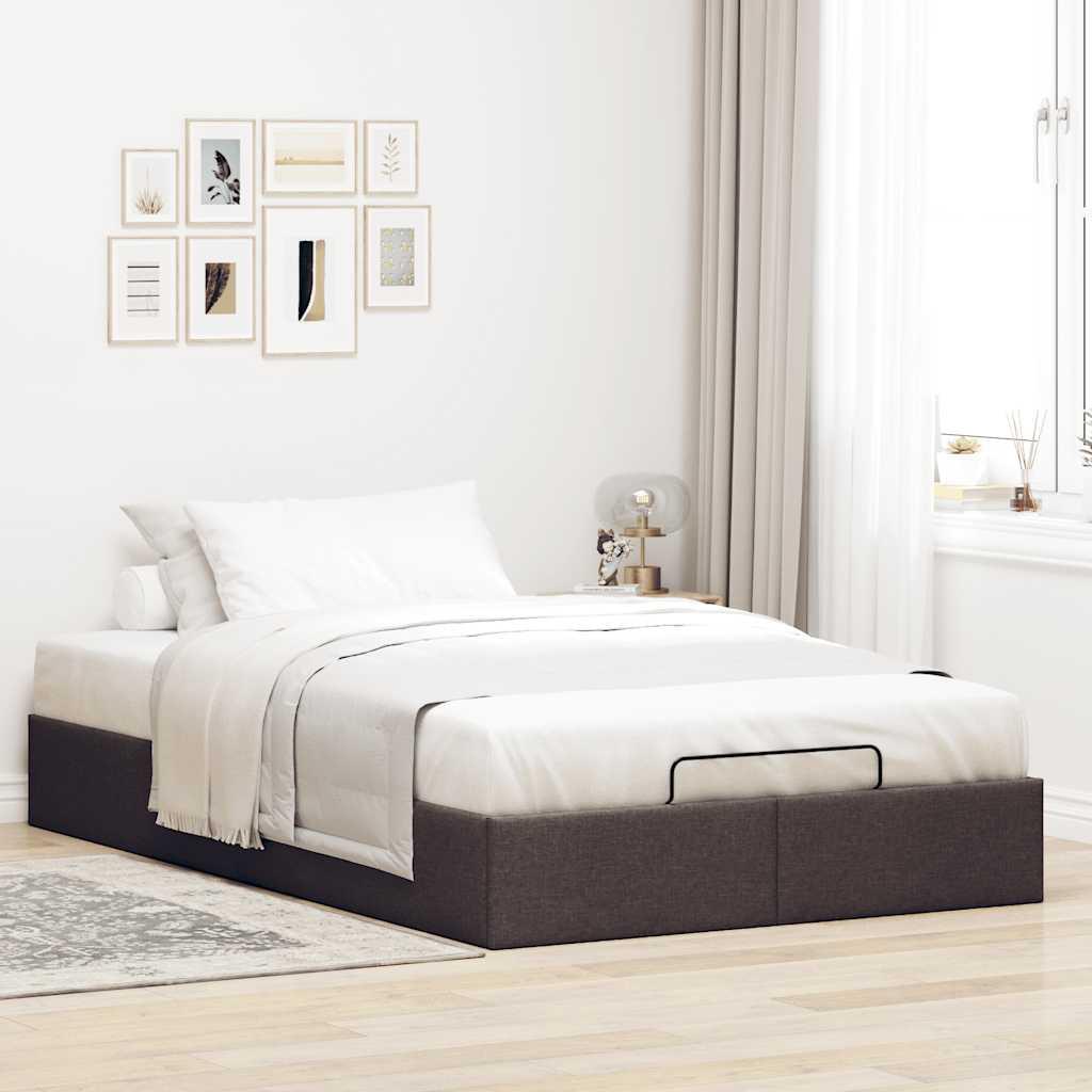Osmannisk sengeramme uden madras 120x190 cm stof mørkebrun billede