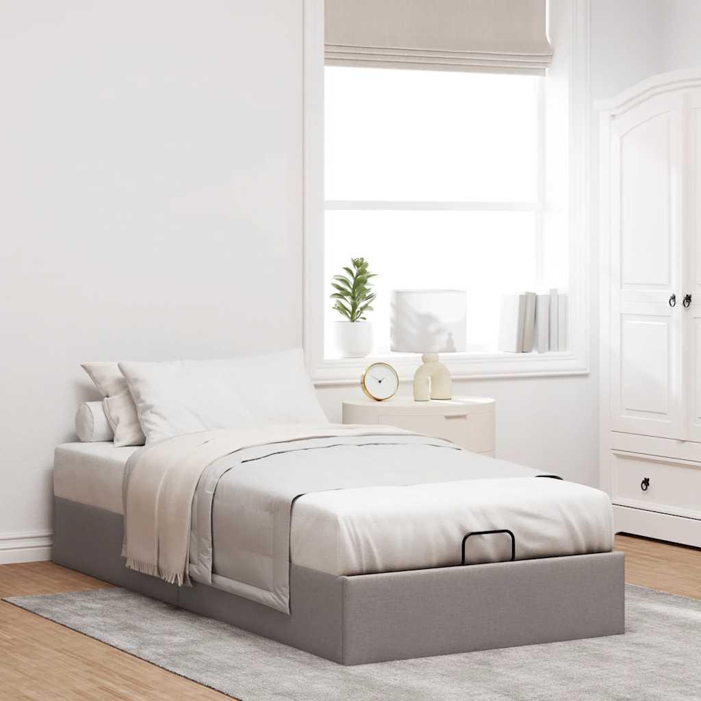 Osmannisk sengeramme uden madras 100x200 cm stof gråbrun billede
