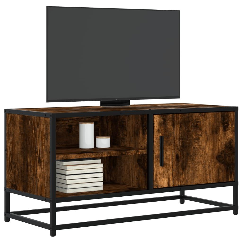 Tv-bord 80x34,5x40 cm konstrueret træ metal røget egetræsfarve