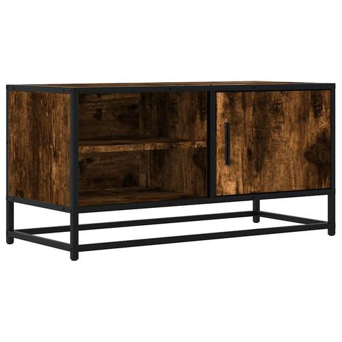Tv-bord 80x34,5x40 cm konstrueret træ metal røget egetræsfarve