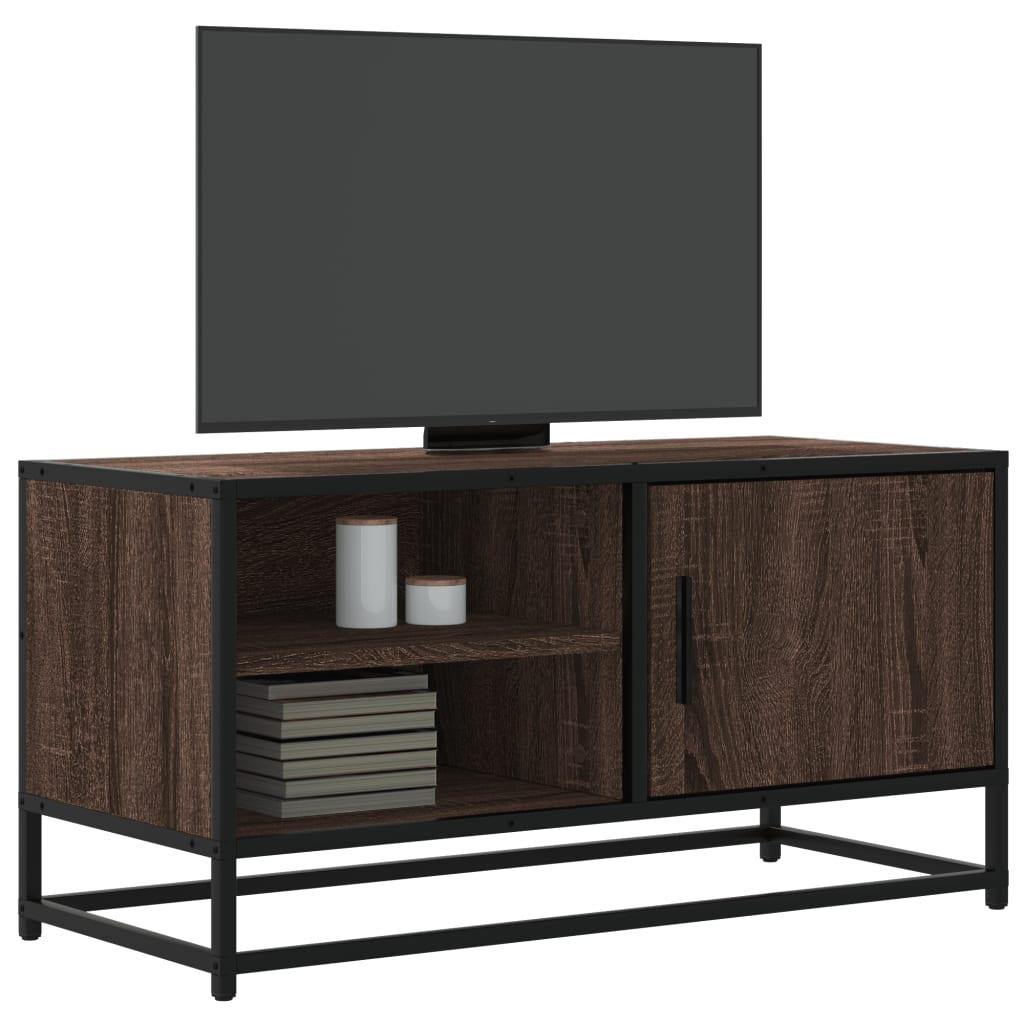Tv-bord 80x34,5x40cm konstrueret træ og metal brun egetræsfarve
