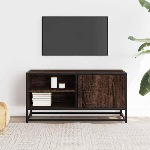 Tv-bord 80x34,5x40cm konstrueret træ og metal brun egetræsfarve