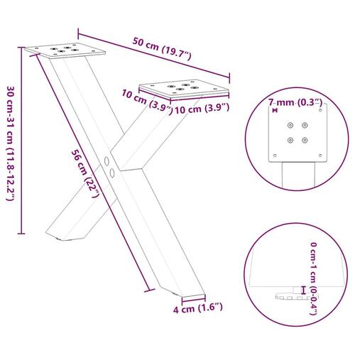 Sofabordben X-formet 2 stk 50x(30-31) cm stål antracitgrå