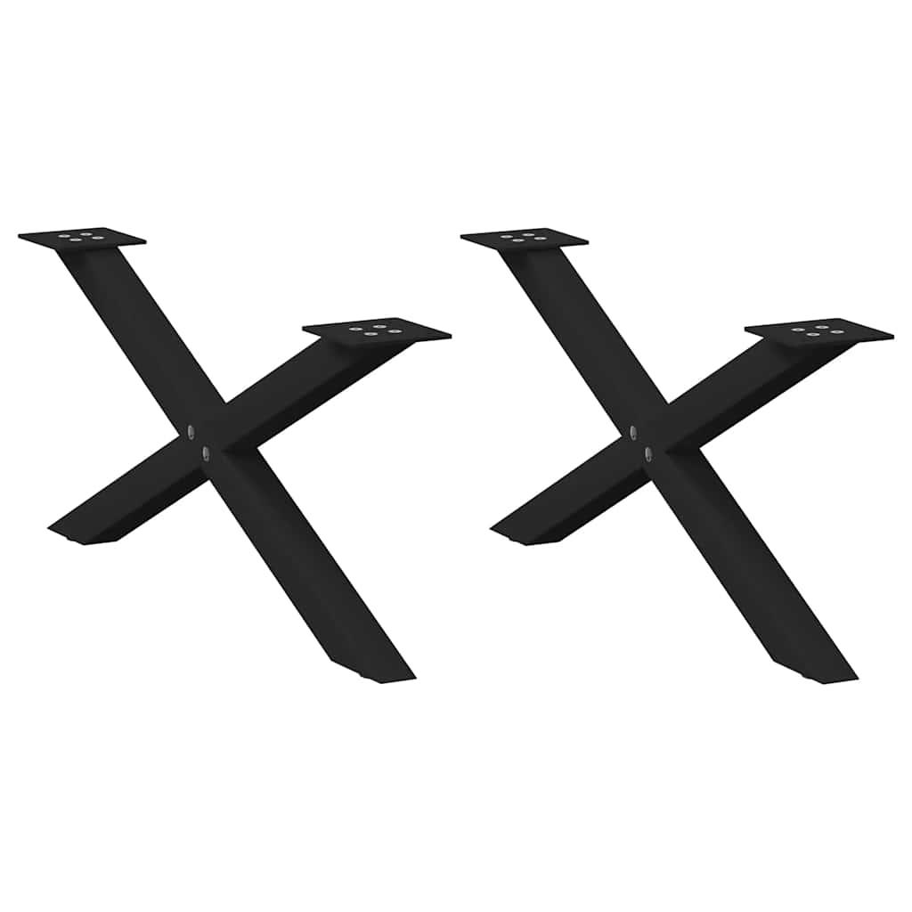 Spisebordsben X-Formet 70X(72-73) Cm Stål Sort - 2 / 70 x (30-31) cm (40 mm)