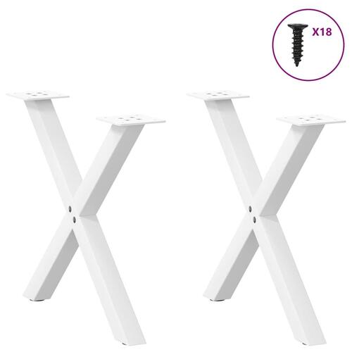 Sofabordben X-formet 2 stk 60x(42-43) cm stål hvid