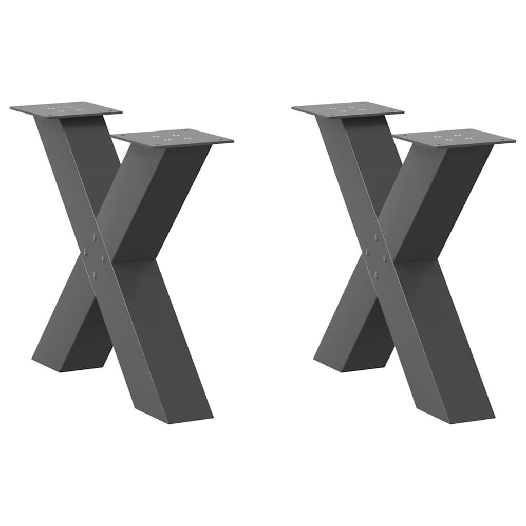 Sofabordben X-formet 2 stk 60x(42-43) cm stål antracitgrå