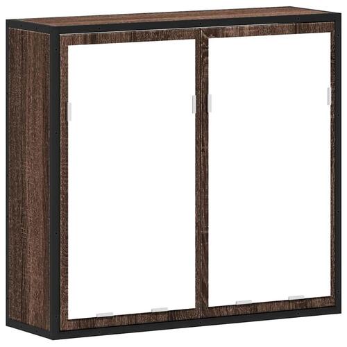 Badeværelsesskab + spejl 65x20x60 cm konstrueret træ brunt eg