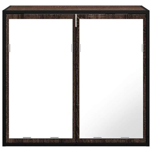 Badeværelsesskab + spejl 65x20x60 cm konstrueret træ brunt eg