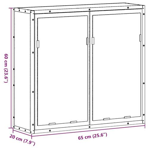 Badeværelsesskab + spejl 65x20x60 cm konstrueret træ brunt eg