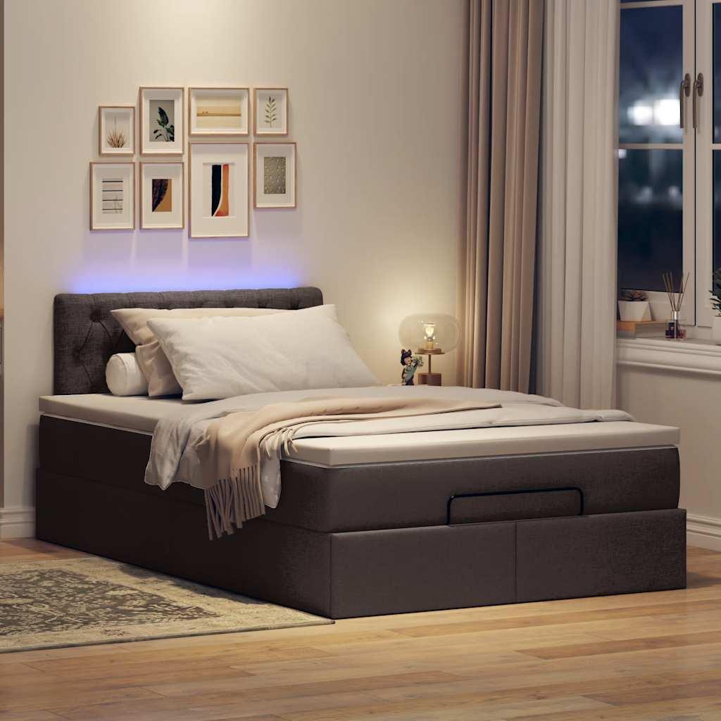 Osmannisk sengeramme med madras 120x190 cm stof mørkebrun billede
