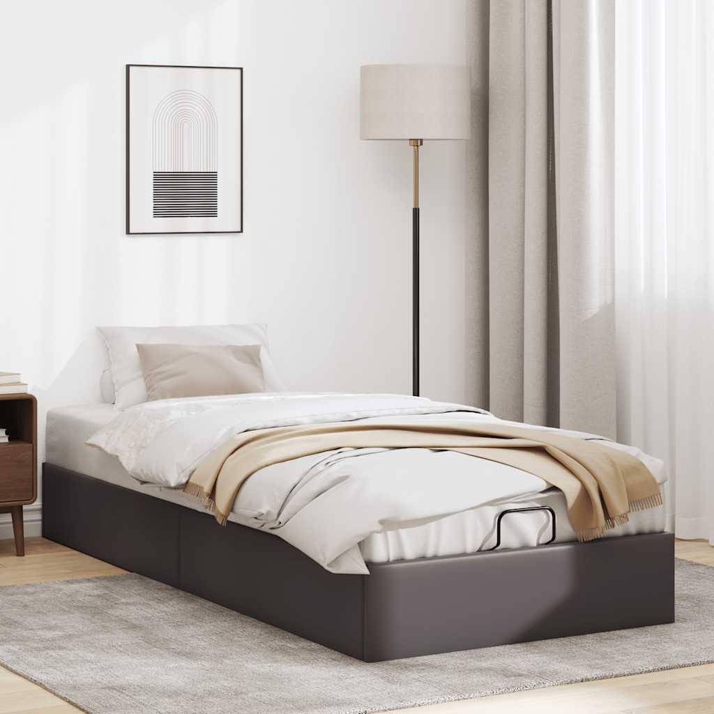 Osmannisk sengeramme uden madras 100x200 cm kunstlæder grå billede