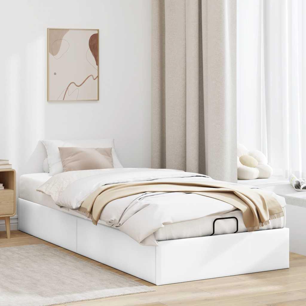 Osmannisk sengeramme uden madras 100x200 cm kunstlæder hvid billede