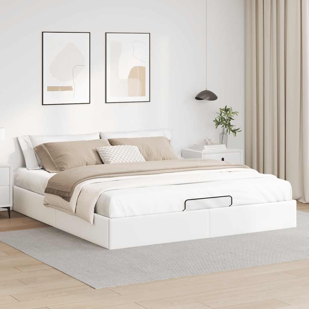 Osmannisk sengeramme uden madras 180x200 cm kunstlæder hvid billede