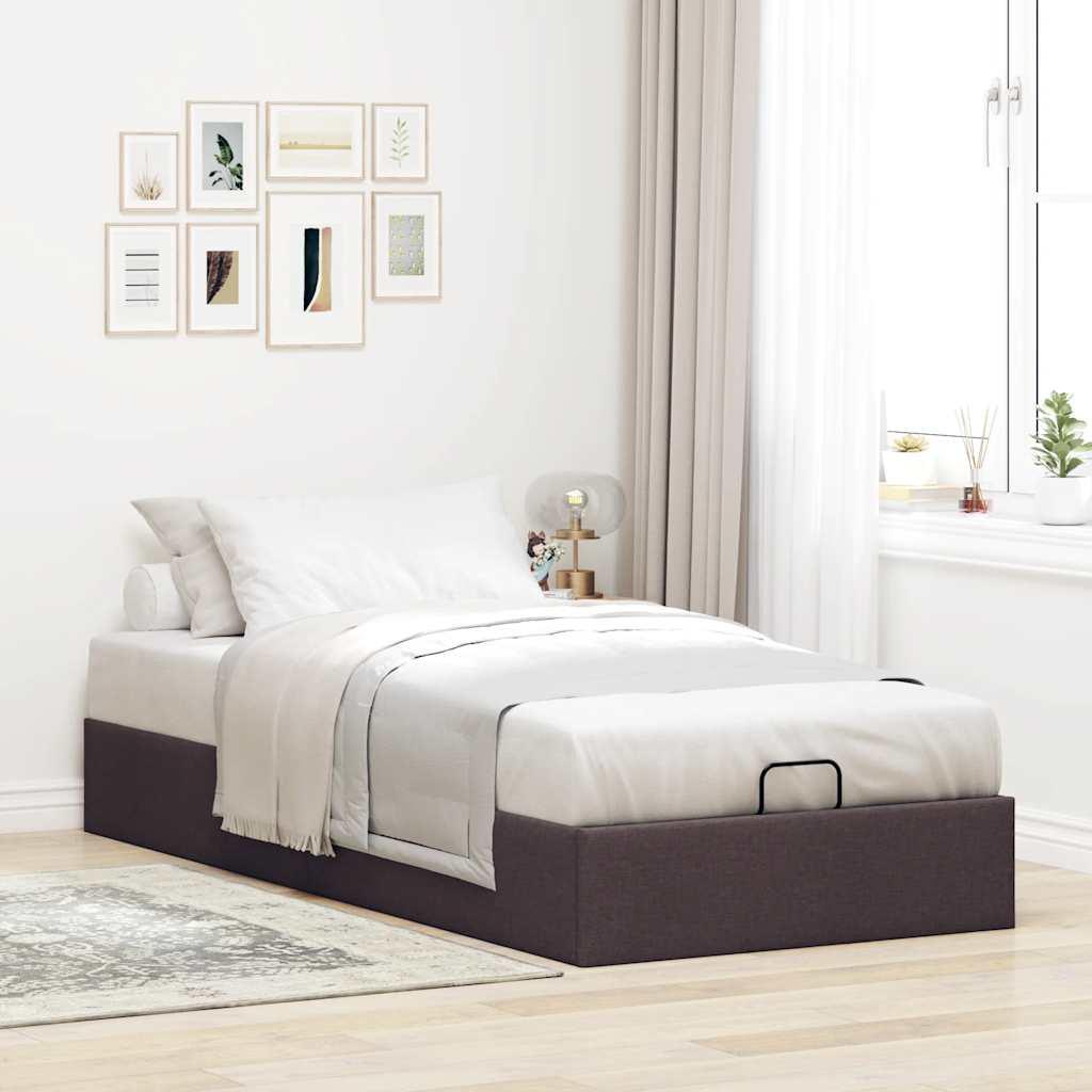 Osmannisk sengeramme uden madras 80x200 cm stof mørkebrun billede