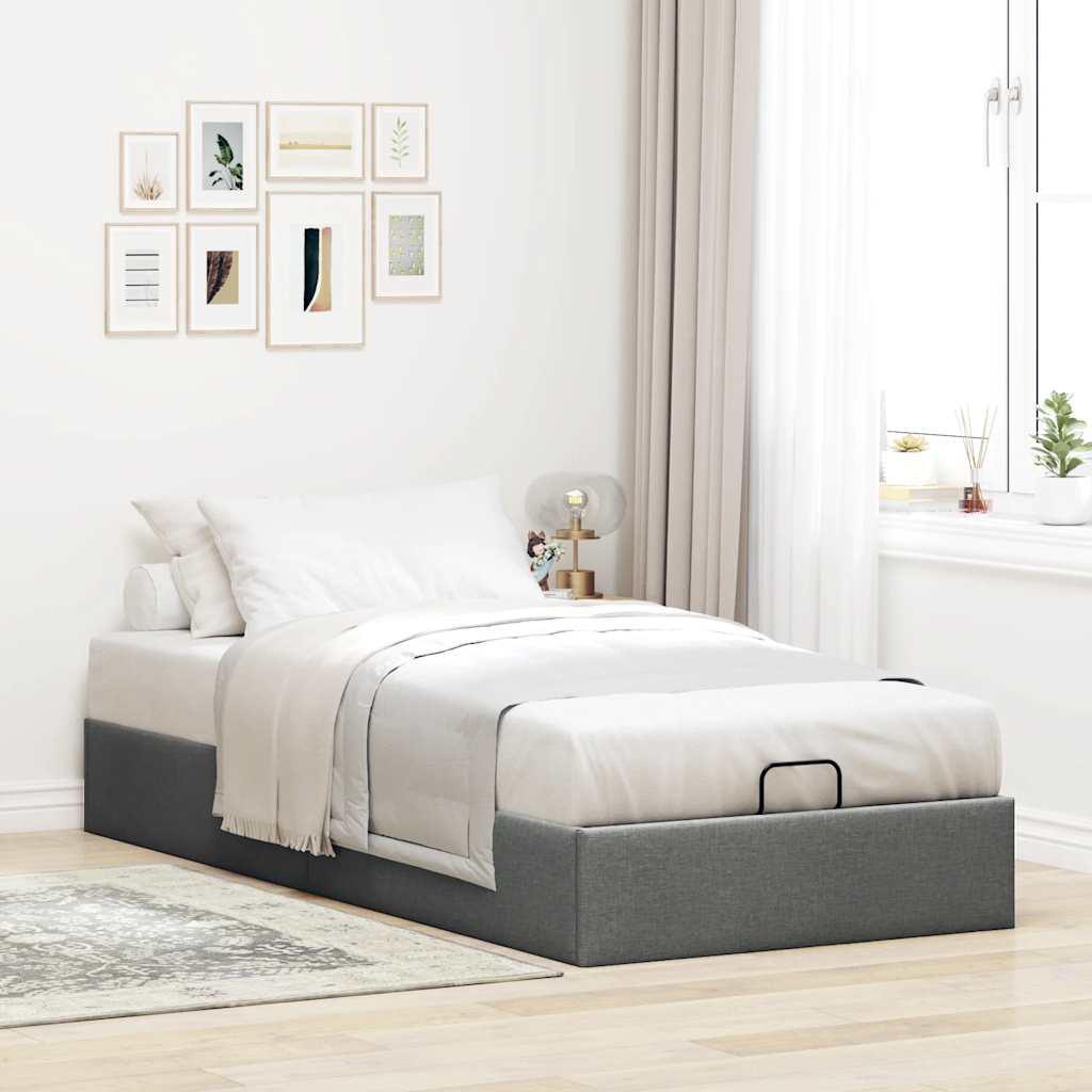 Osmannisk sengeramme uden madras 90x190 cm stof mørkegrå billede