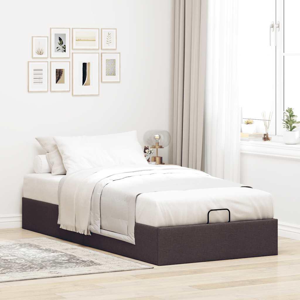Osmannisk sengeramme uden madras 90x190 cm stof mørkebrun billede