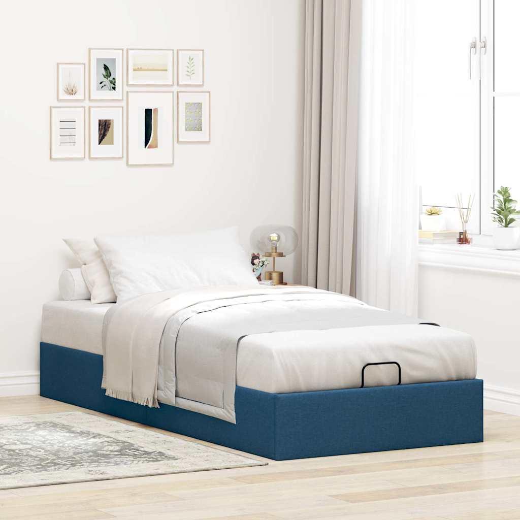 Osmannisk sengeramme uden madras 100x200cm stof blå billede