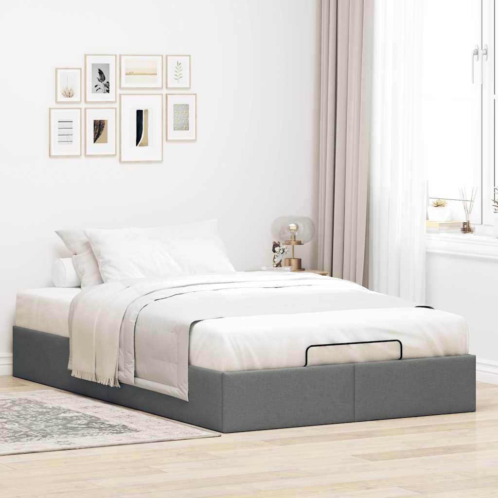 Osmannisk sengeramme uden madras 120x190 cm stof mørkegrå billede