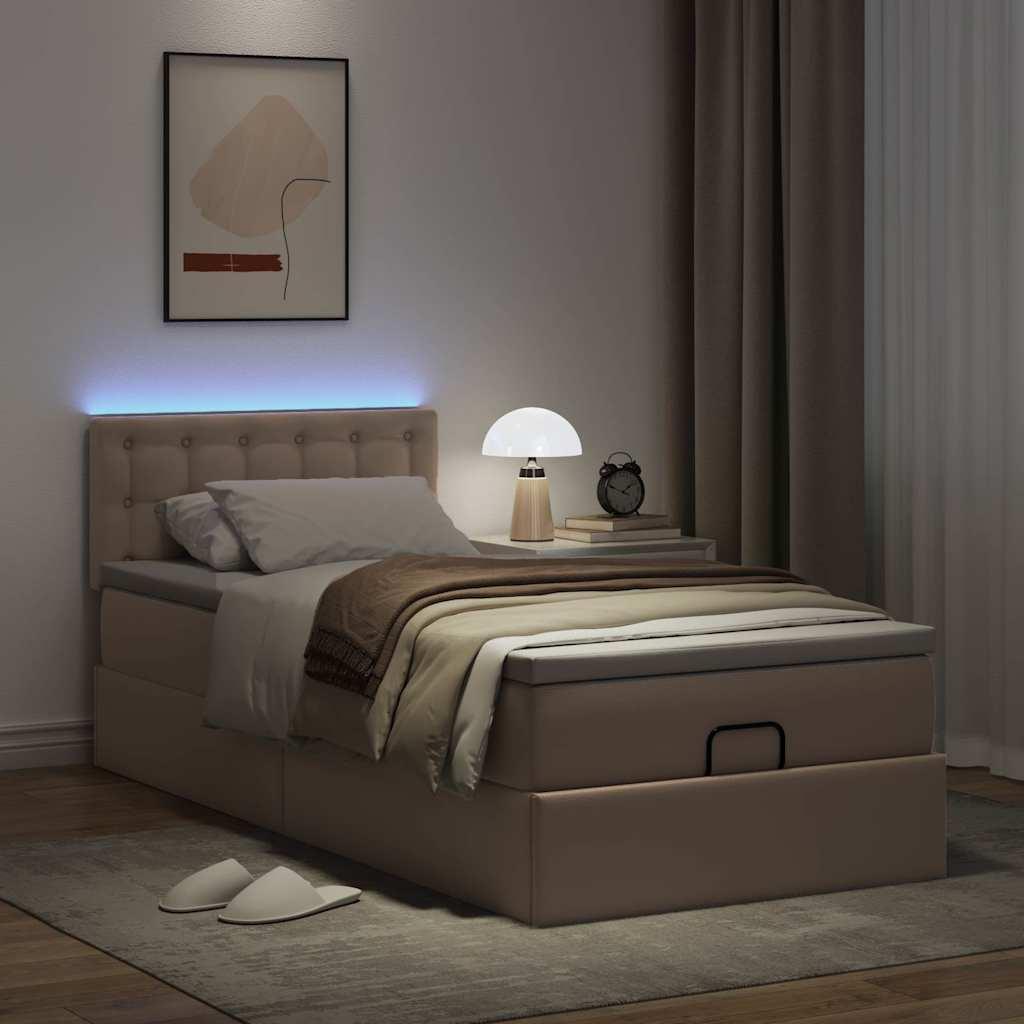 Osmannisk sengeramme med madras 90x200 cm kunstlæder cappuccino billede