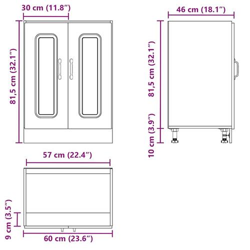 Underskab til vask Kalmar 60x46x81,5 cm konstrueret træ brun eg
