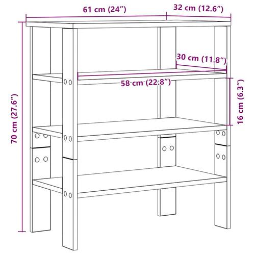 Skoreol 61x32x70 cm konstrueret træ sonoma-eg