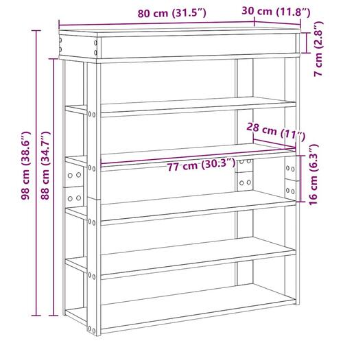 Skoreol 80x30x98 cm konstrueret træ røget egetræsfarve