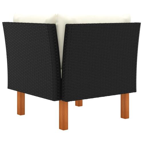Hjørnedel til sofa polyrattan og massivt eukalyptustræ