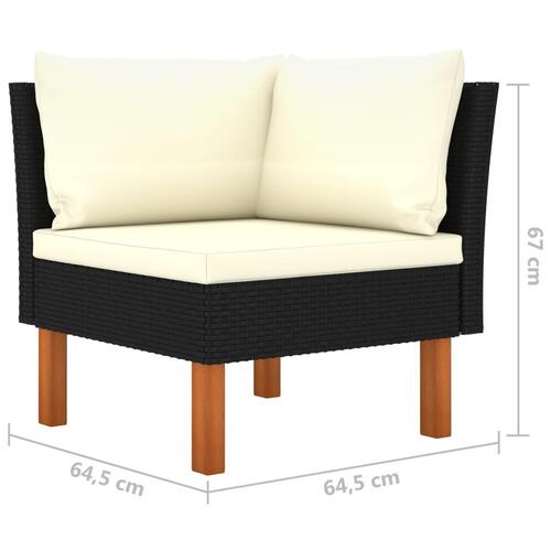 Hjørnedel til sofa polyrattan og massivt eukalyptustræ