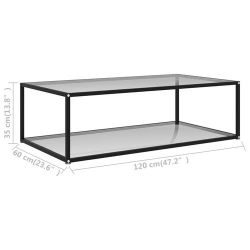 Sofabord 120x60x35 cm hærdet glas transparent