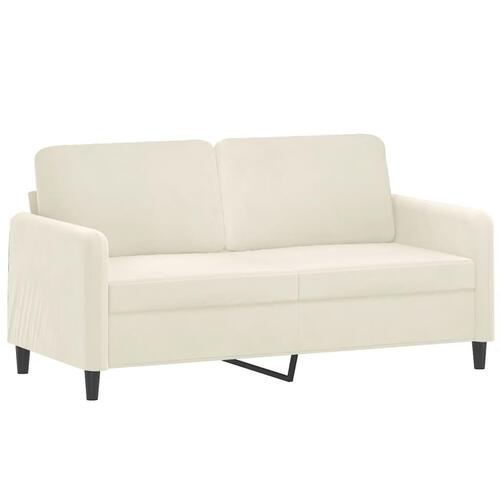 2 personers sofa med puder velour cremefarvet