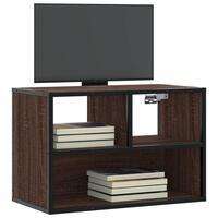 Tv-bord 60x31x39,5 cm konstrueret træ og metal brunt eg