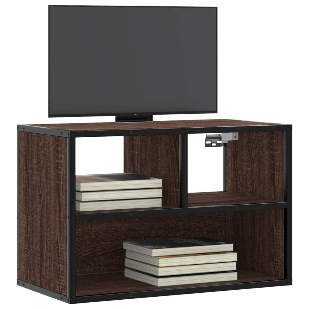 Tv-bord 60x31x39,5 cm konstrueret træ og metal brunt eg