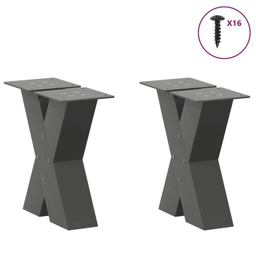 Sofabordben X-formet 2 stk 40x(30-31) cm stål antracitgrå