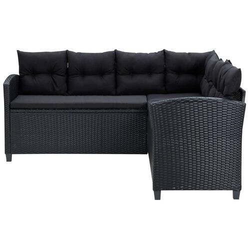 Loungesæt til haven 6 dele med hynder polyrattan sort