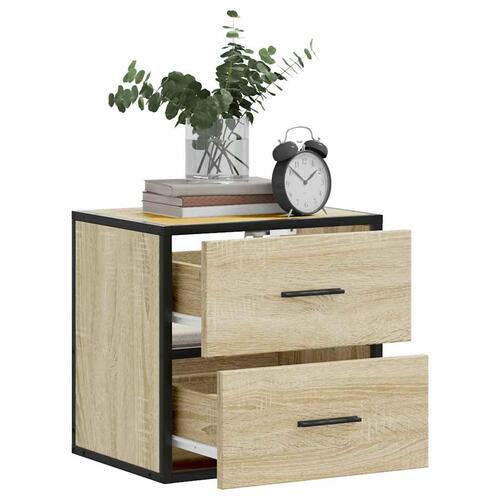 Væghængte sengeborde 2 stk. 40x31x39,5 cm sonoma-eg