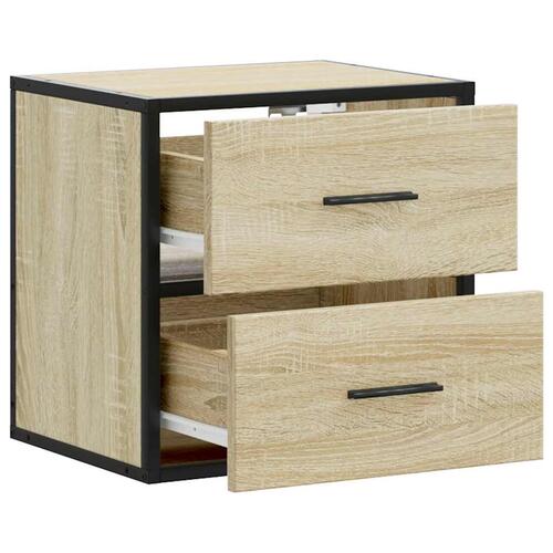 Væghængte sengeborde 2 stk. 40x31x39,5 cm sonoma-eg