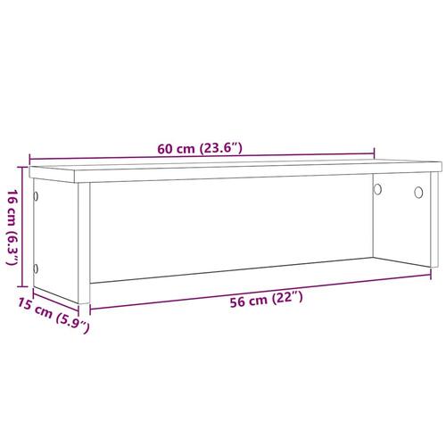 Køkkenreoler kan stables 2 stk. 60x15x16 cm betongrå