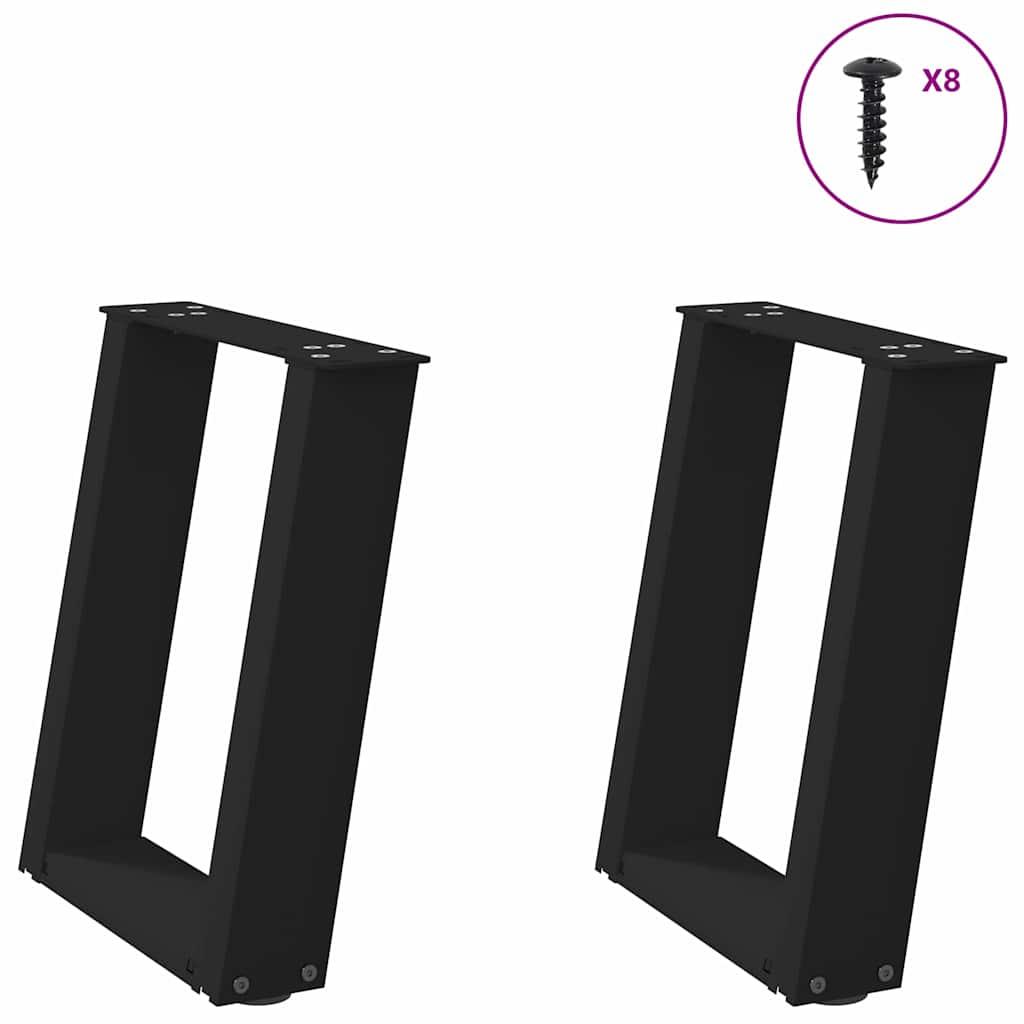 Sofabordben U-formet 2 stk. 28x(42-43) cm stål sort