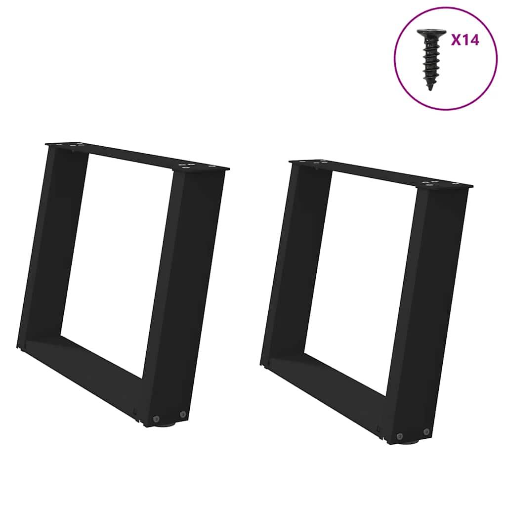 Sofabordben U-formet 2 stk. 60x(42-43) cm stål sort