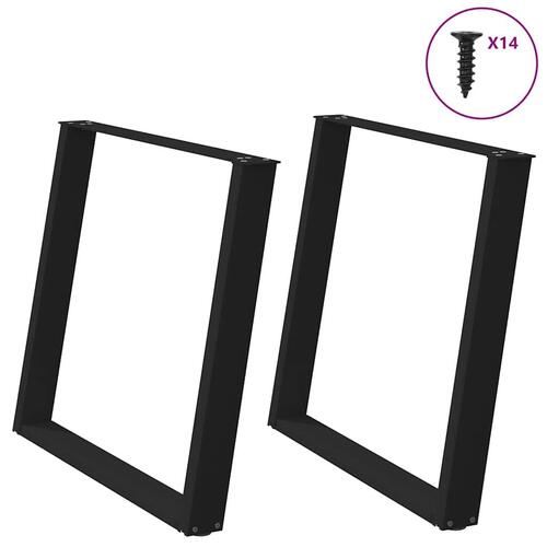 Spisebordsben U-formet 2 stk. 100x(72-73) cm stål sort
