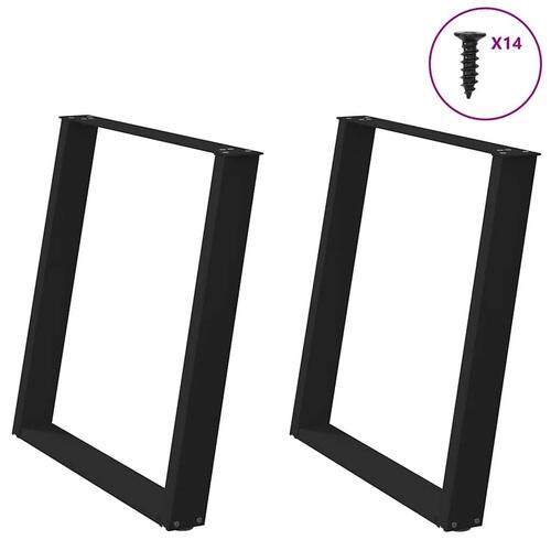 Spisebordsben U-formet 2 stk sort 80x(72-73) cm stål