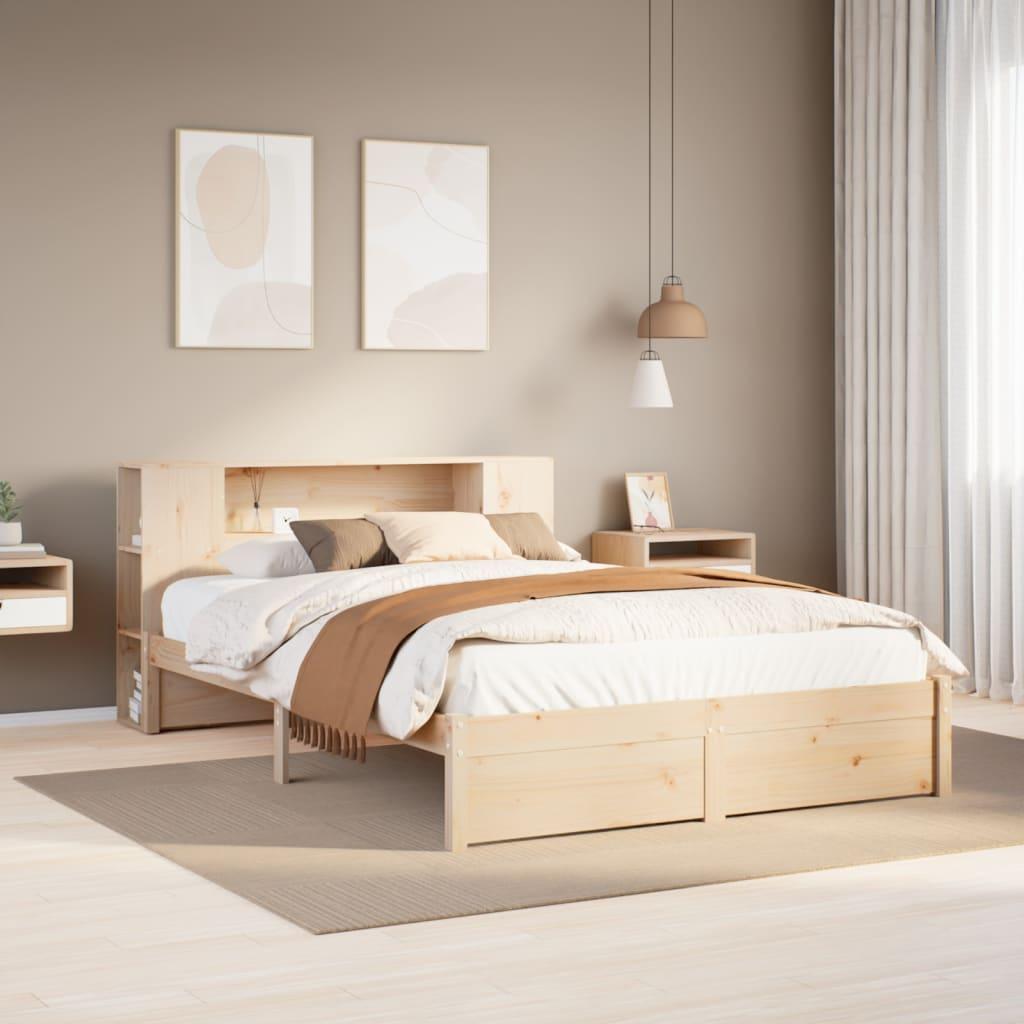 Seng med reol uden madras 140x190 cm massivt fyrretræ