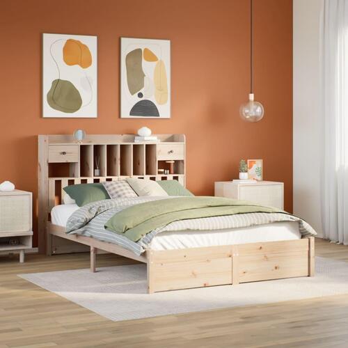 Seng med reol uden madras 140x190 cm massivt fyrretræ